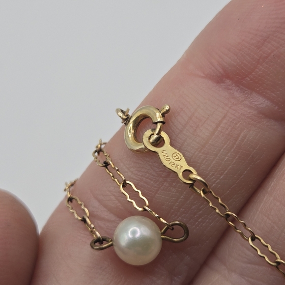 Vintage Gold Tone Peanut Chain Choker Necklace Dainty Pearl Whimsigoth aesthetic - Picture 4 of 6